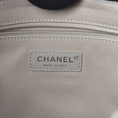 Chanel Striped Canvas Small Deauville Tote Dark Grey 6 of 10