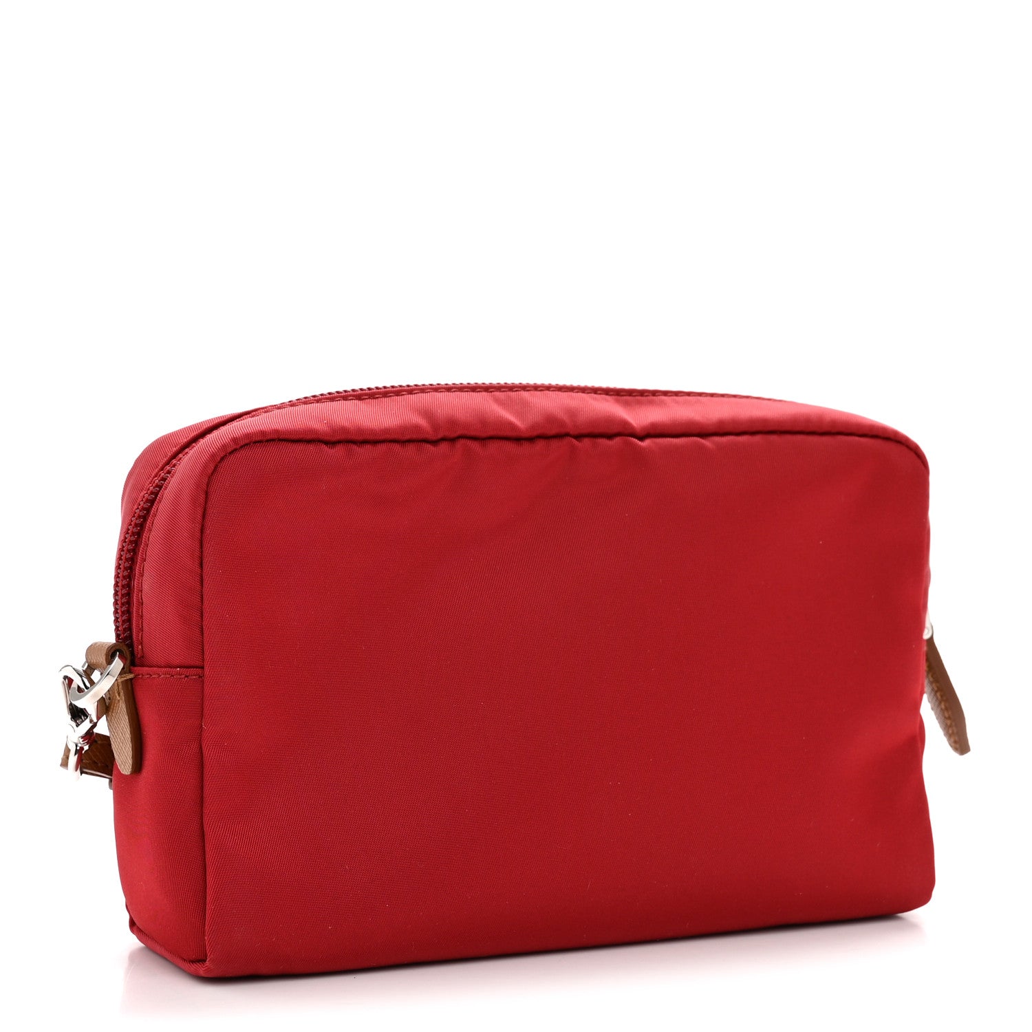 Prada Tessuto Nylon Vela Saffiano Necessaire Wristlet Pouch Cherry 3 of 10