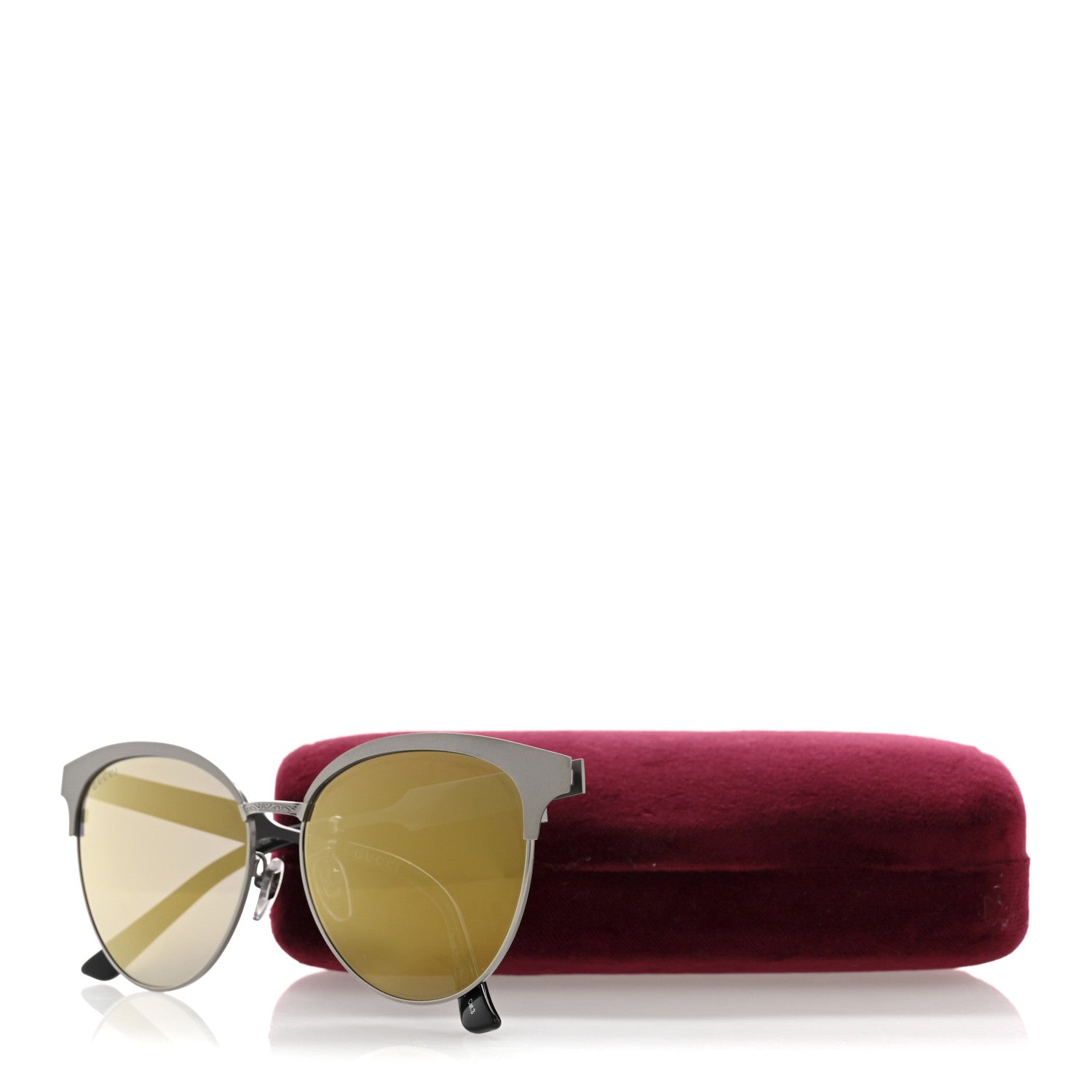 Gucci Round Metal GG0074SK Sunglasses Black Yellow 8 of 8