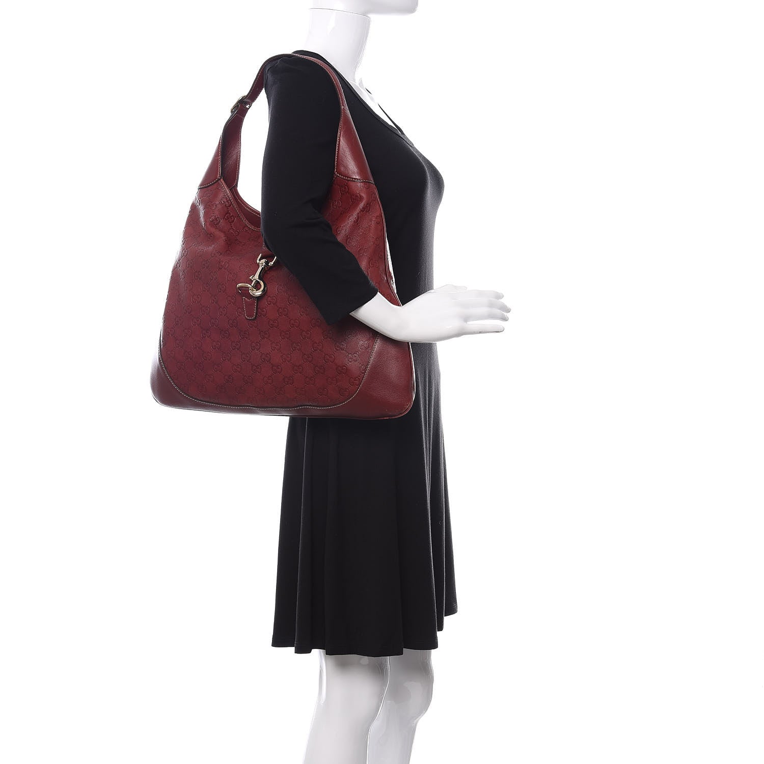 Gucci Guccissima Large Jackie O Bouvier Hobo Dark Red 2 of 13