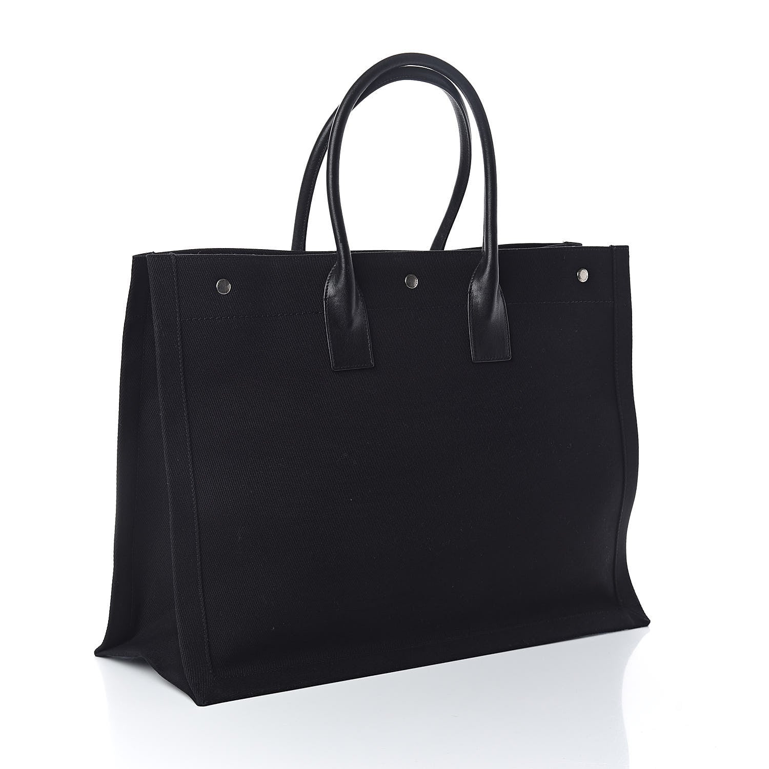 Saint Laurent Linen Calfskin Rive Gauche Tote Black 3 of 9