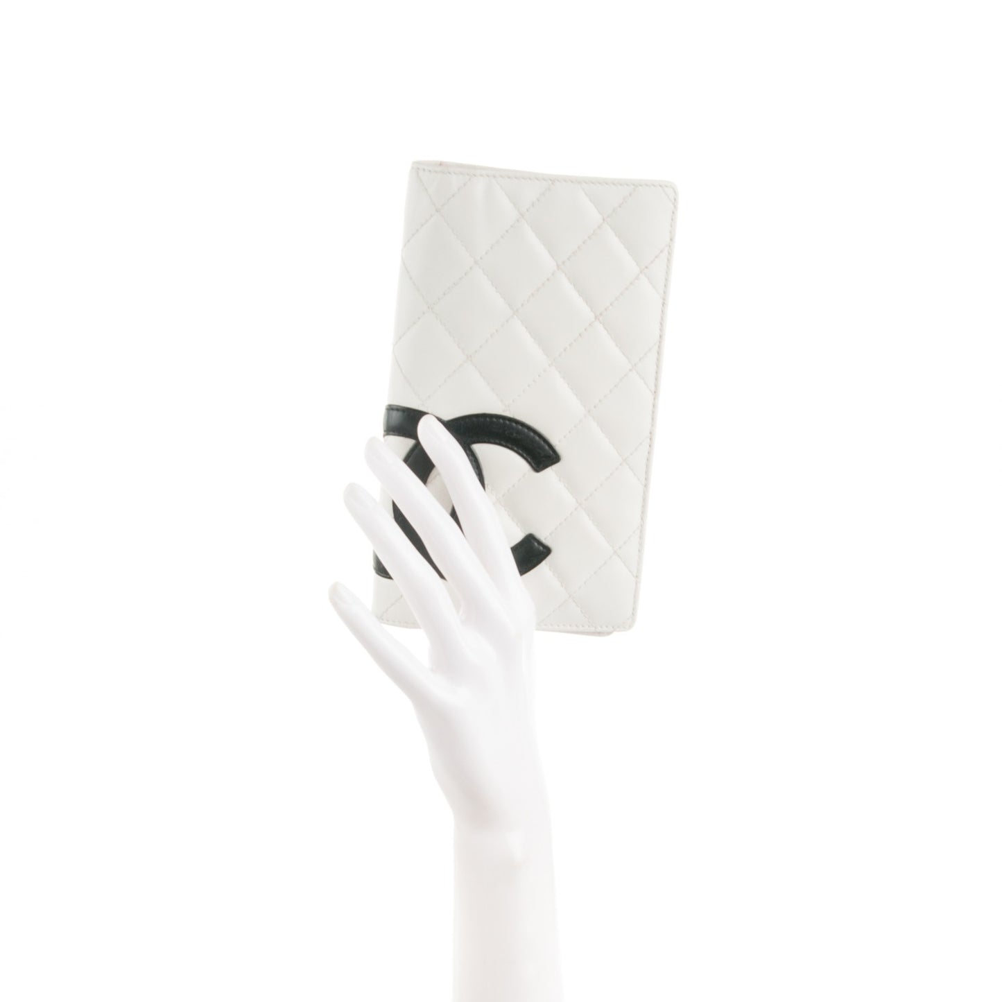 Calfskin Quilted Cambon Yen Wallet White Black