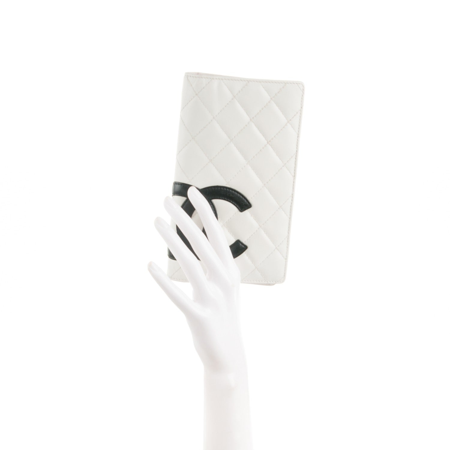Chanel Calfskin Quilted Cambon Yen Wallet White Black 2 of 7