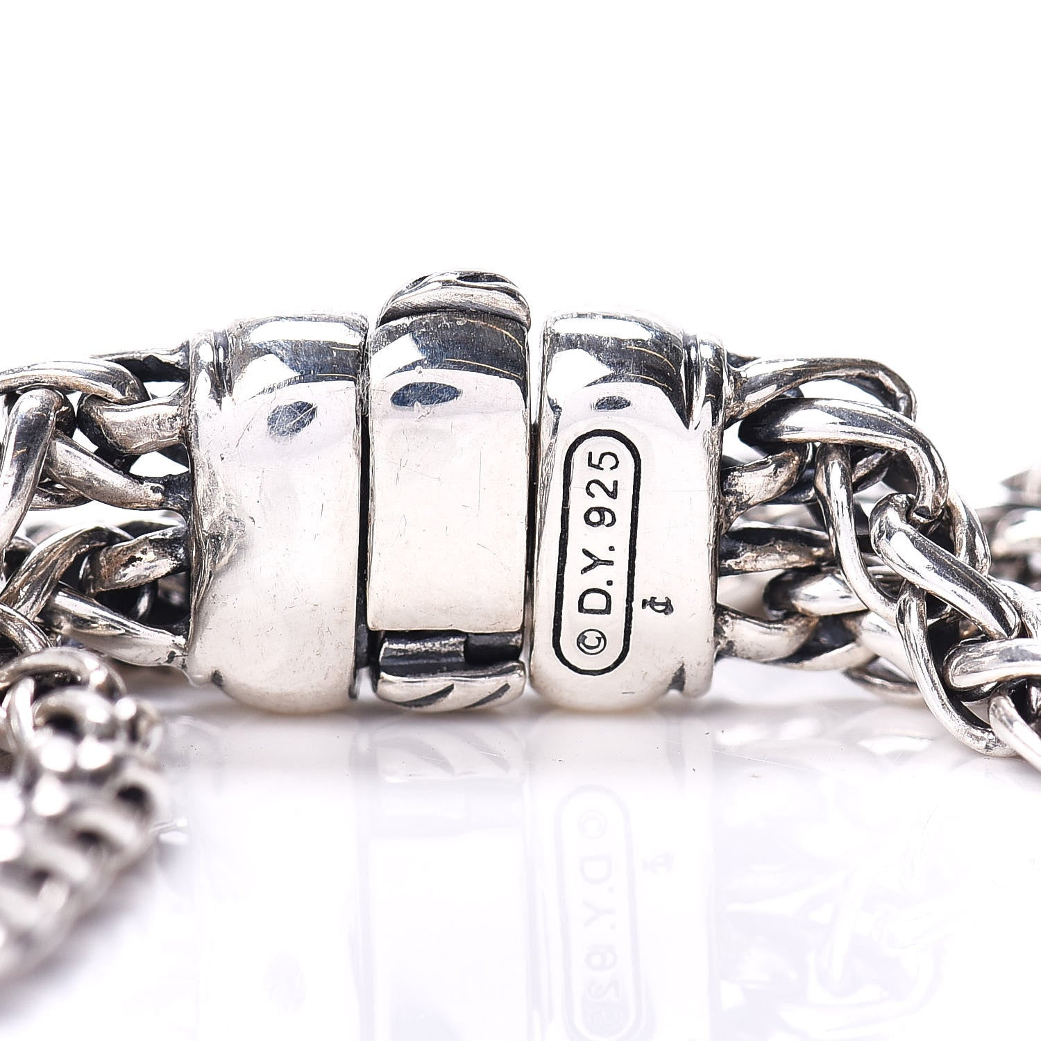 David Yurman Sterling Silver Diamond 18mm Double Wheat Chain Necklace 5 of 5