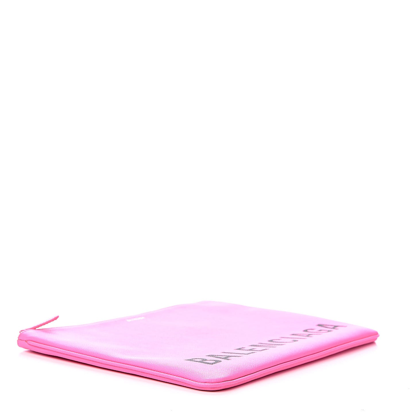 Calfskin Logo Large Zip Pouch Acid Pink