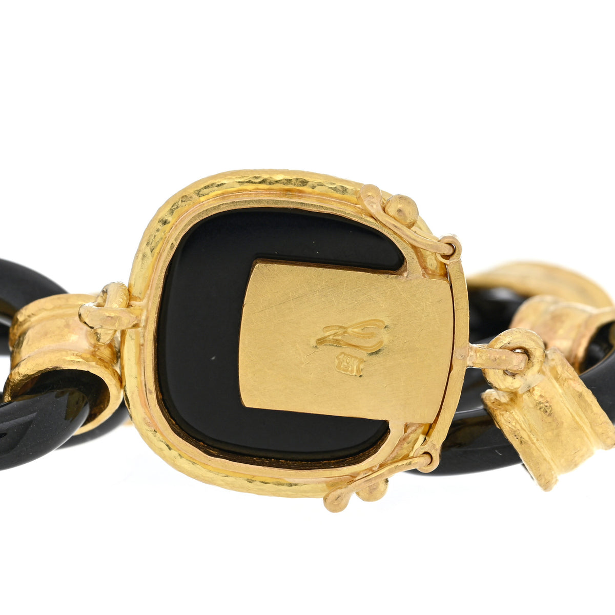 Elizabeth Locke 19K Yellow Gold Black Jade Bee Link Bracelet 3 of 3