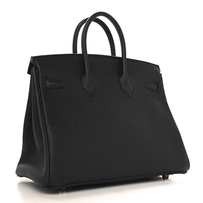 Hermes Togo Horseshoe Birkin 25 Black Bordeaux 3 of 12