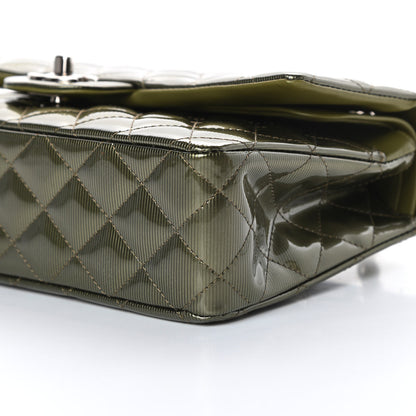 Chanel Striated Patent Quilted Medium Double Flap Green 10 of 11