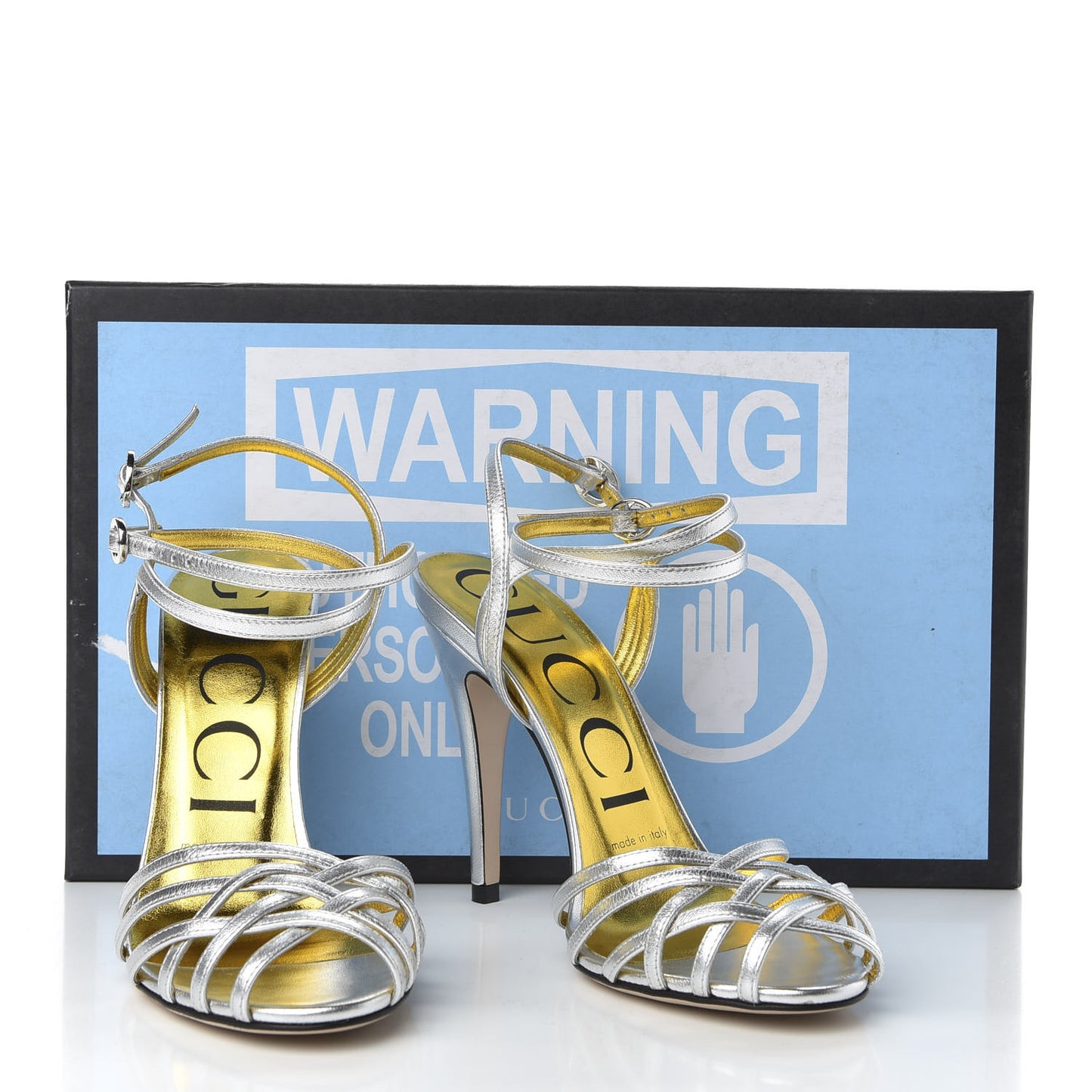 Vernice Crystal Draconia Ankle Strap High Heel Sandals 36.5 Silver
