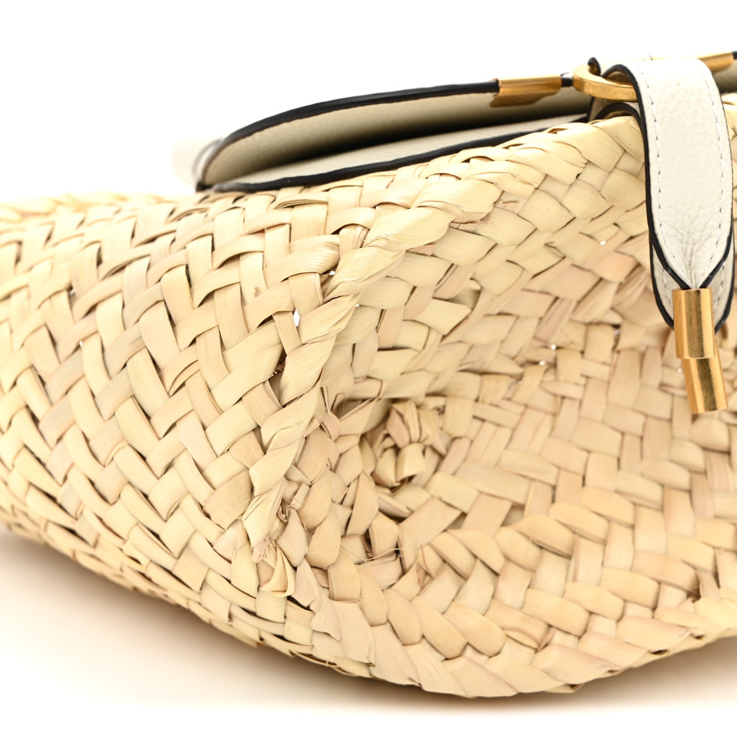 Chloe Raffia Small Grain Calfskin Mini Marcie Basket White 8 of 9