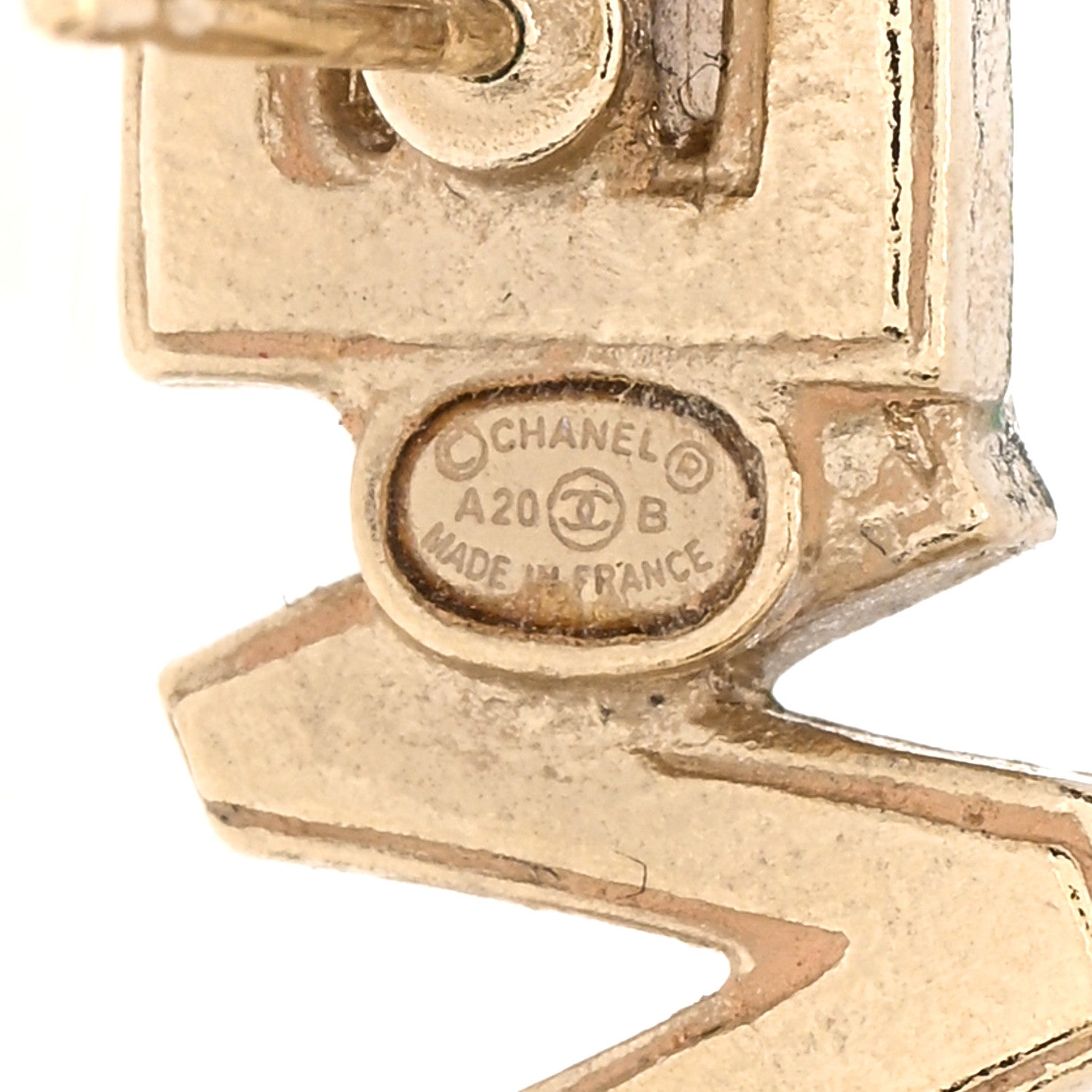 Chanel Crystal Cha-Nel Logo Earrings Gold 4 of 4