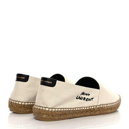 Saint Laurent Canvas Nappa Elba Light Logo Embroidered Espadrilles 42 Ecru 3 of 10
