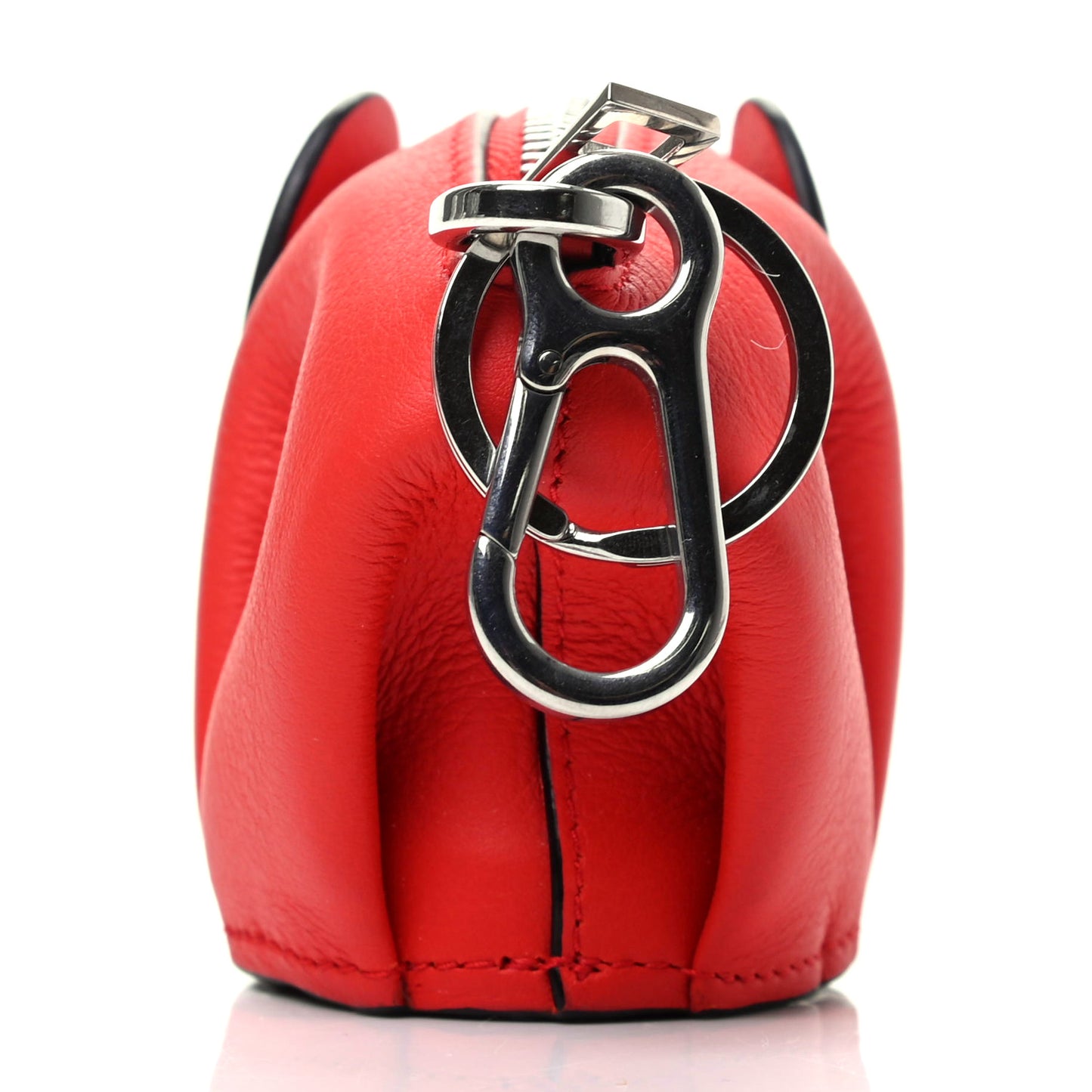 Calfskin Elephant Coin Purse Bag Charm Key Holder Red