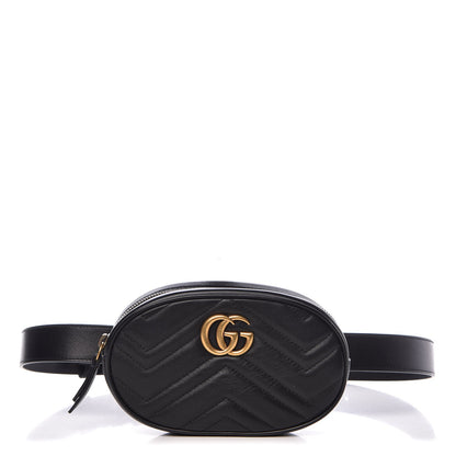 Gucci Calfskin Matelasse GG Marmont Belt Bag 85 34 Black 1 of 7