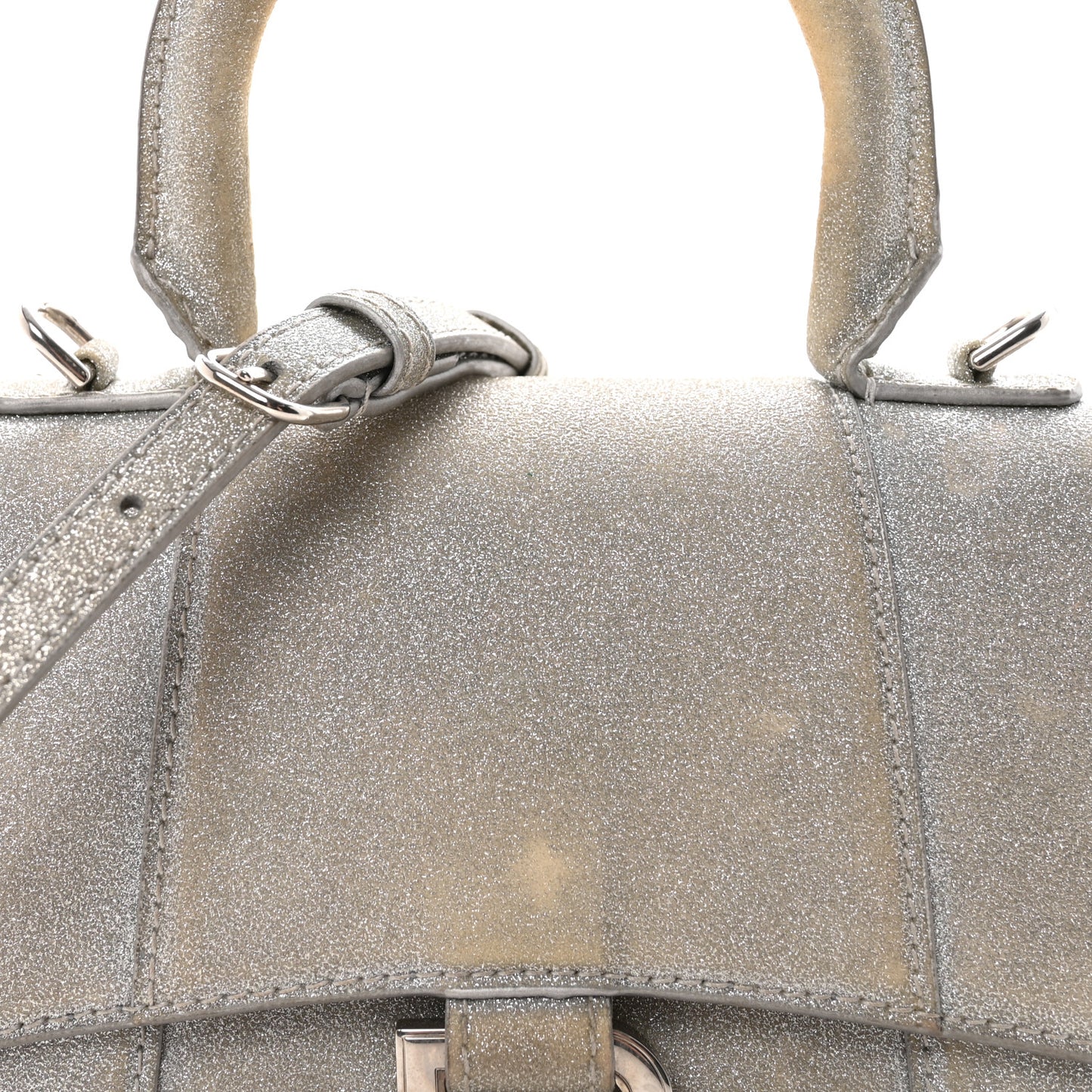 Glitter Fabric Hourglass Top Handle Bag XS Grey