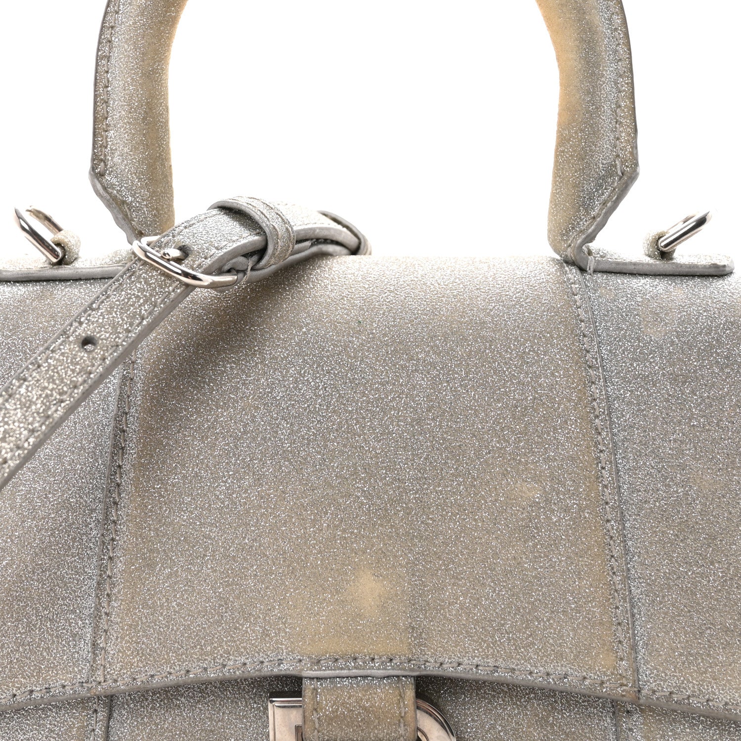 Balenciaga Glitter Fabric Hourglass Top Handle Bag XS Grey 7 of 9