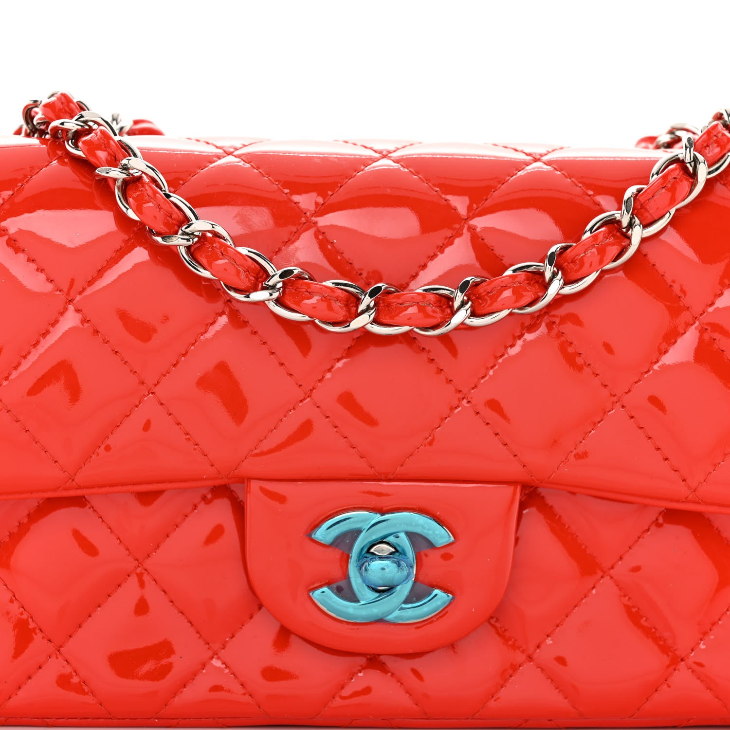 Chanel Patent Calfskin Quilted Mini Rectangular Flap Red 8 of 11