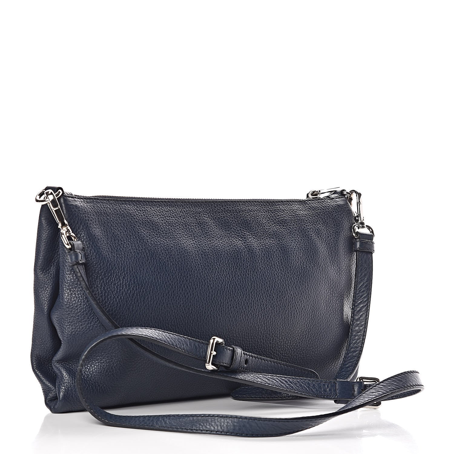 Prada Vitello Daino Zippered Crossbody Bag Baltico 3 of 13