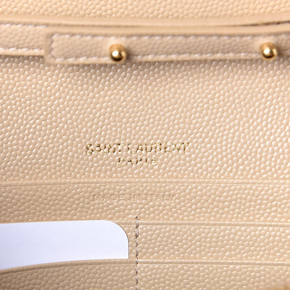 Saint Laurent Grain De Poudre Matelasse Chevron Monogram Chain Wallet Nude Powder 6 of 10