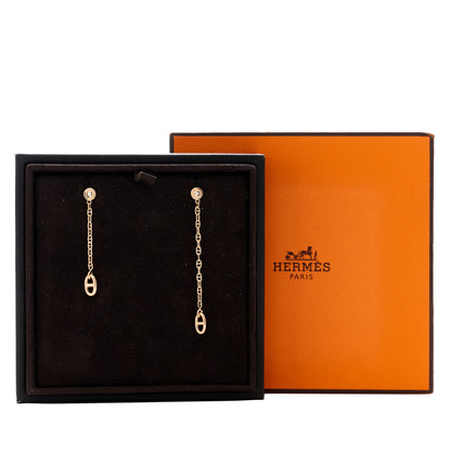 Hermes 18K Rose Gold Diamond TPM Farandole Drop Earrings 5 of 5