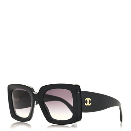 Chanel Acetate Rectangle Sunglasses 5435 Black 1 of 8