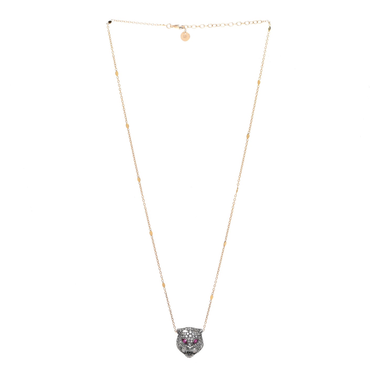 Sterling Silver 18K Yellow Gold Diamond Ruby Le Marche Des Merveilles Feline Pendant Necklace