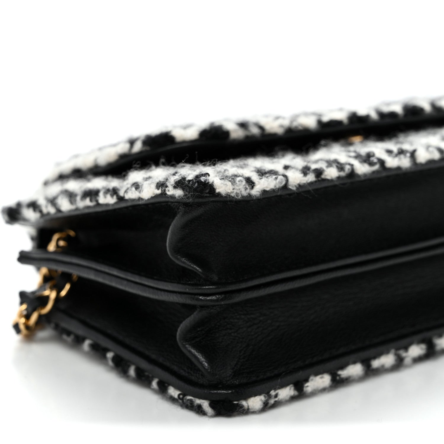 Chanel Tweed Houndstooth Quilted Phone Holder Flap White Black 8 of 9