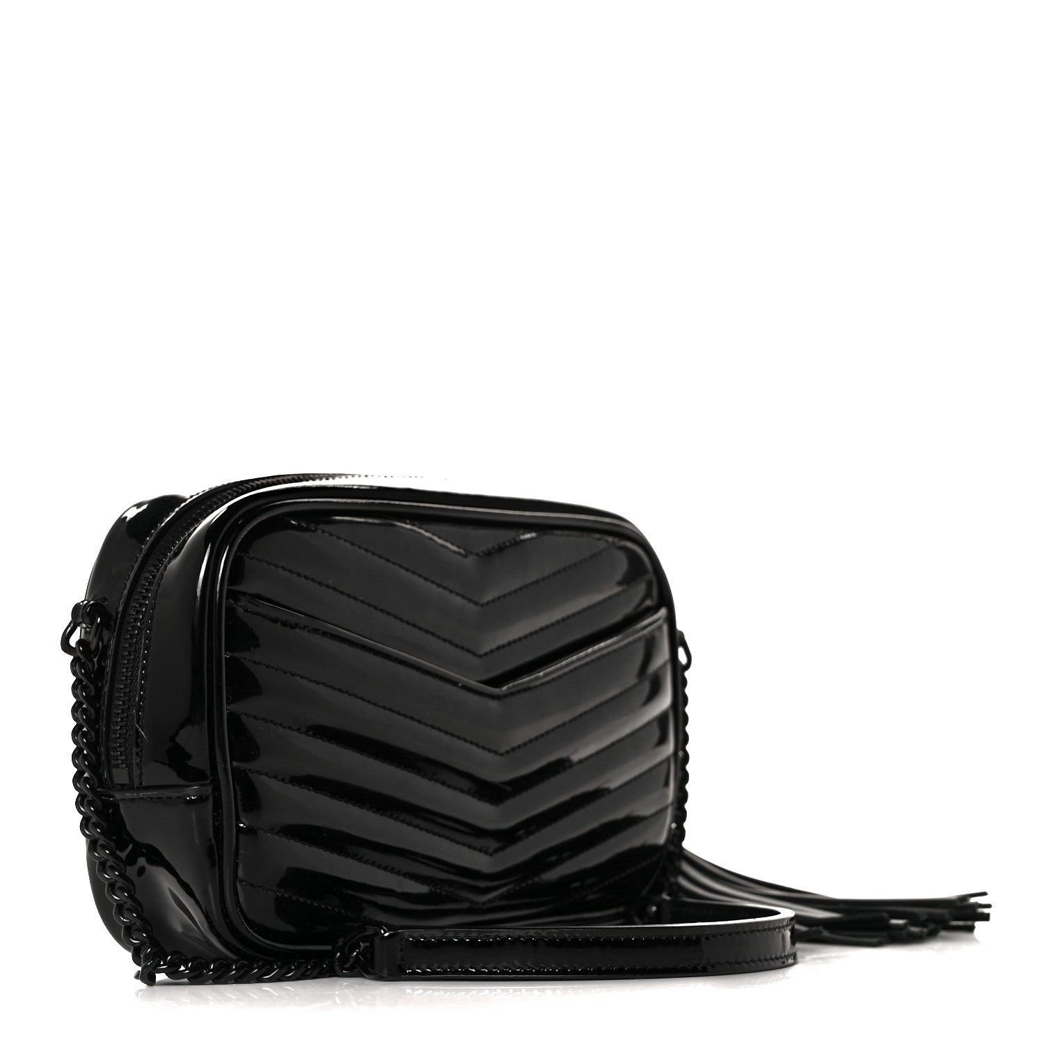 Saint Laurent Patent Calfskin Matelasse Monogram Mini Lou Camera Bag Black 3 of 8