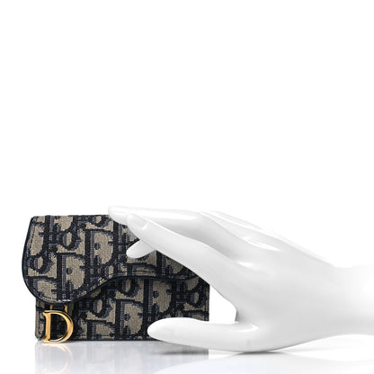 Christian Dior Oblique Saddle Bloom Card Holder Blue 2 of 8