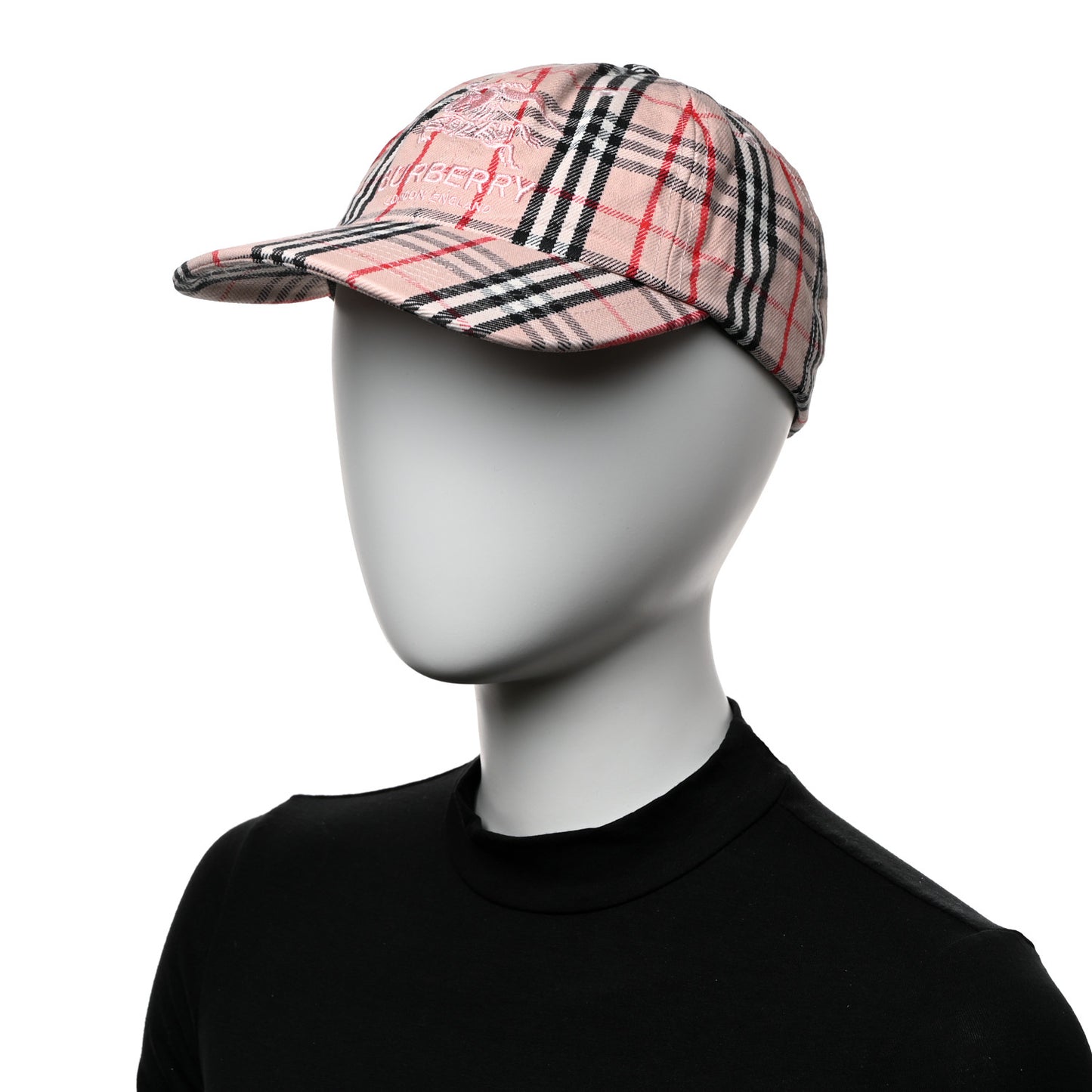 X SUPREME Cotton Vintage Check Monogram Baseball Hat Pink