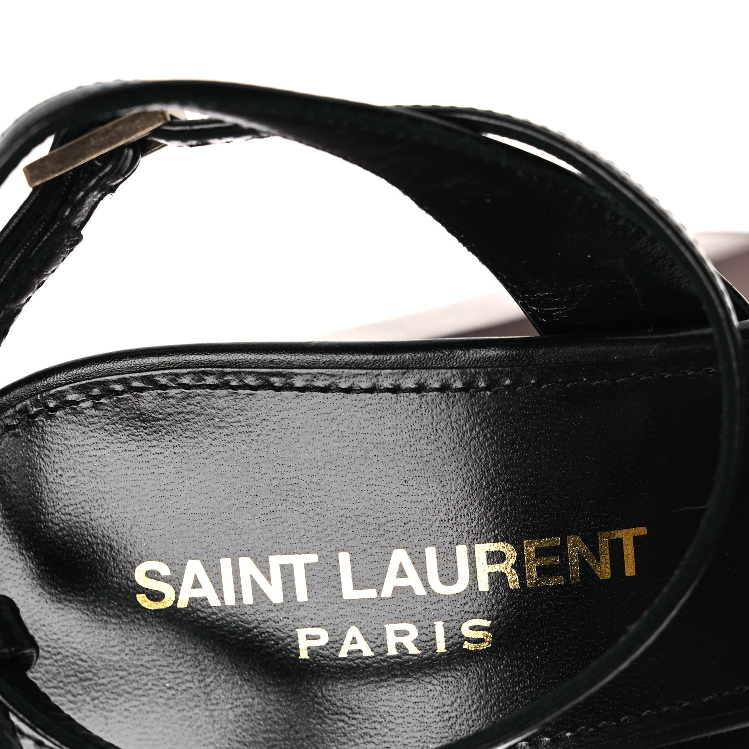 Saint Laurent Vitello Krisstal Jodie 95 Platform Sandals 38.5 Black 9 of 11