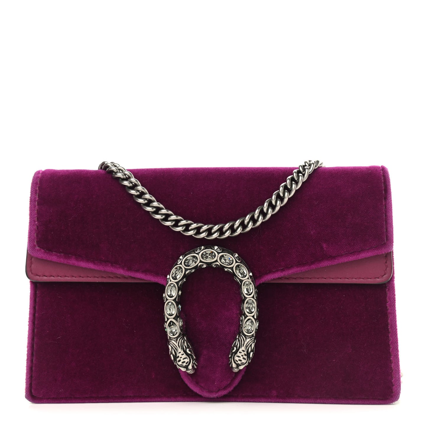 Velvet Super Mini Dionysus Shoulder Bag Fuchsia Violet Cyclamen