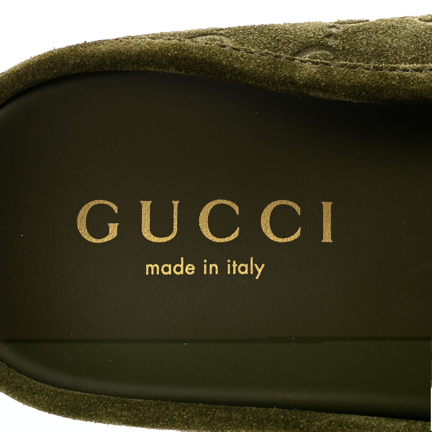 Suede GG Debossed Celia Mules 39 Green