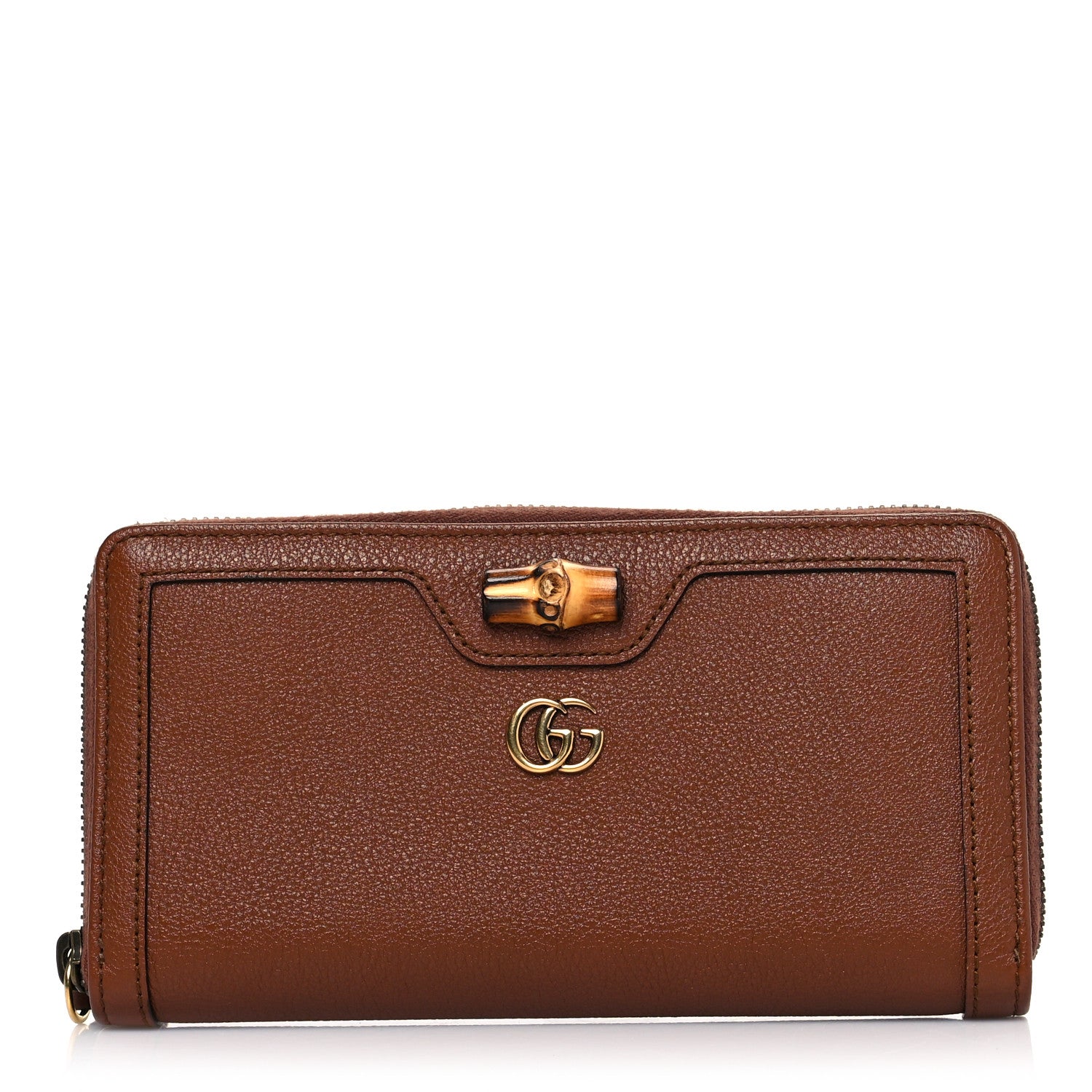 Gucci Wonka Grain Calfskin Diana Zip Around Continental Wallet Cuir 1 of 7