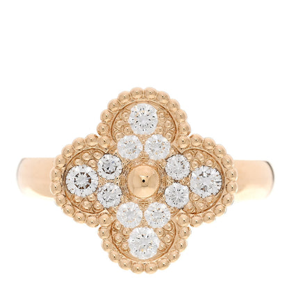 Van Cleef & Arpels 18K Yellow Gold Diamond Vintage Alhambra Ring 53 6.5 1 of 5