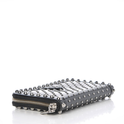 Prada Spazzolato Studded Zip Around Wallet Black 4 of 10