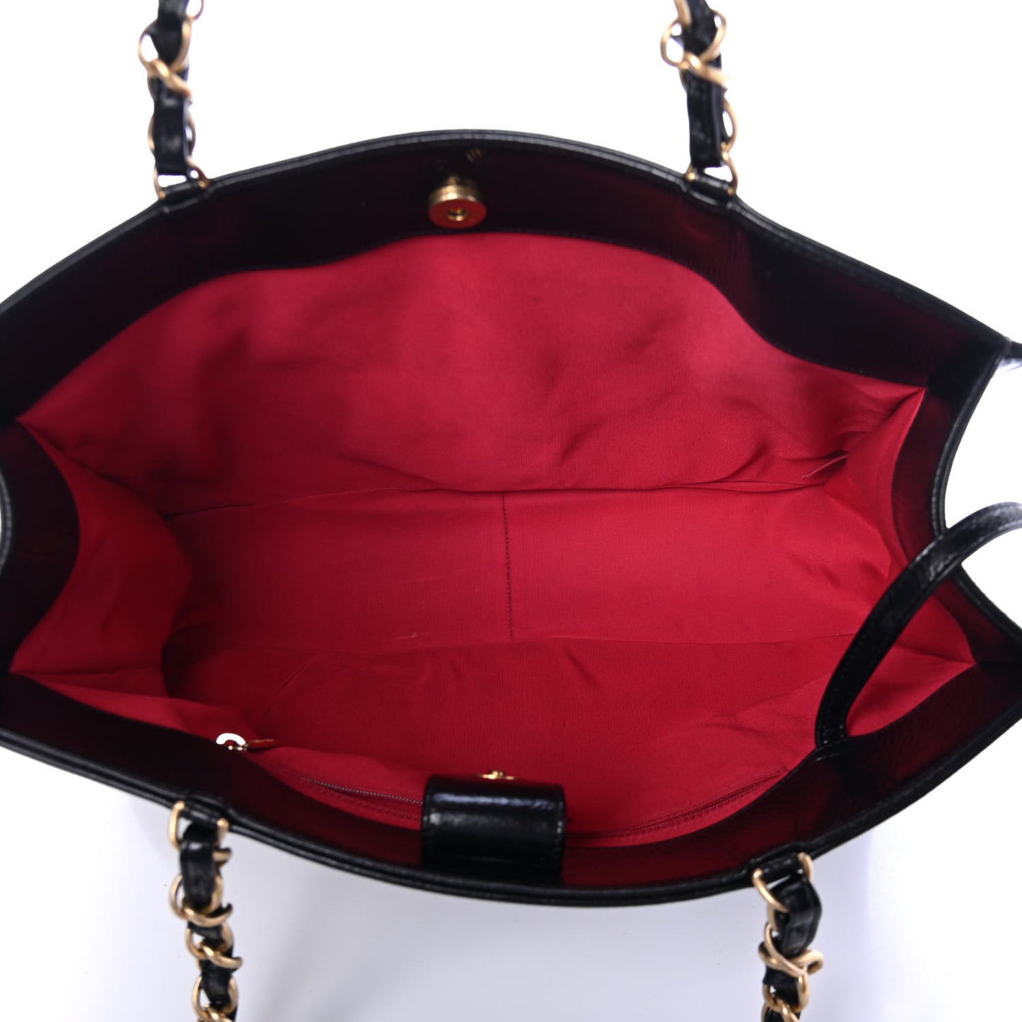 Shiny Aged Calfskin Shopping Bag Black