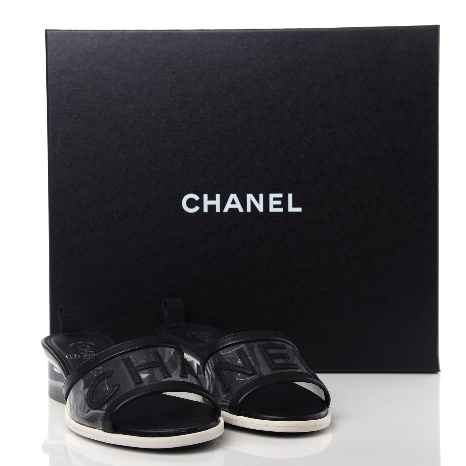 Chanel PVC Lambskin Logo Mules 35.5 Black 11 of 11