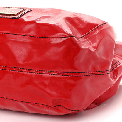 Valentino Garavani Patent Lacca Nuage Bow Hobo Red 9 of 9