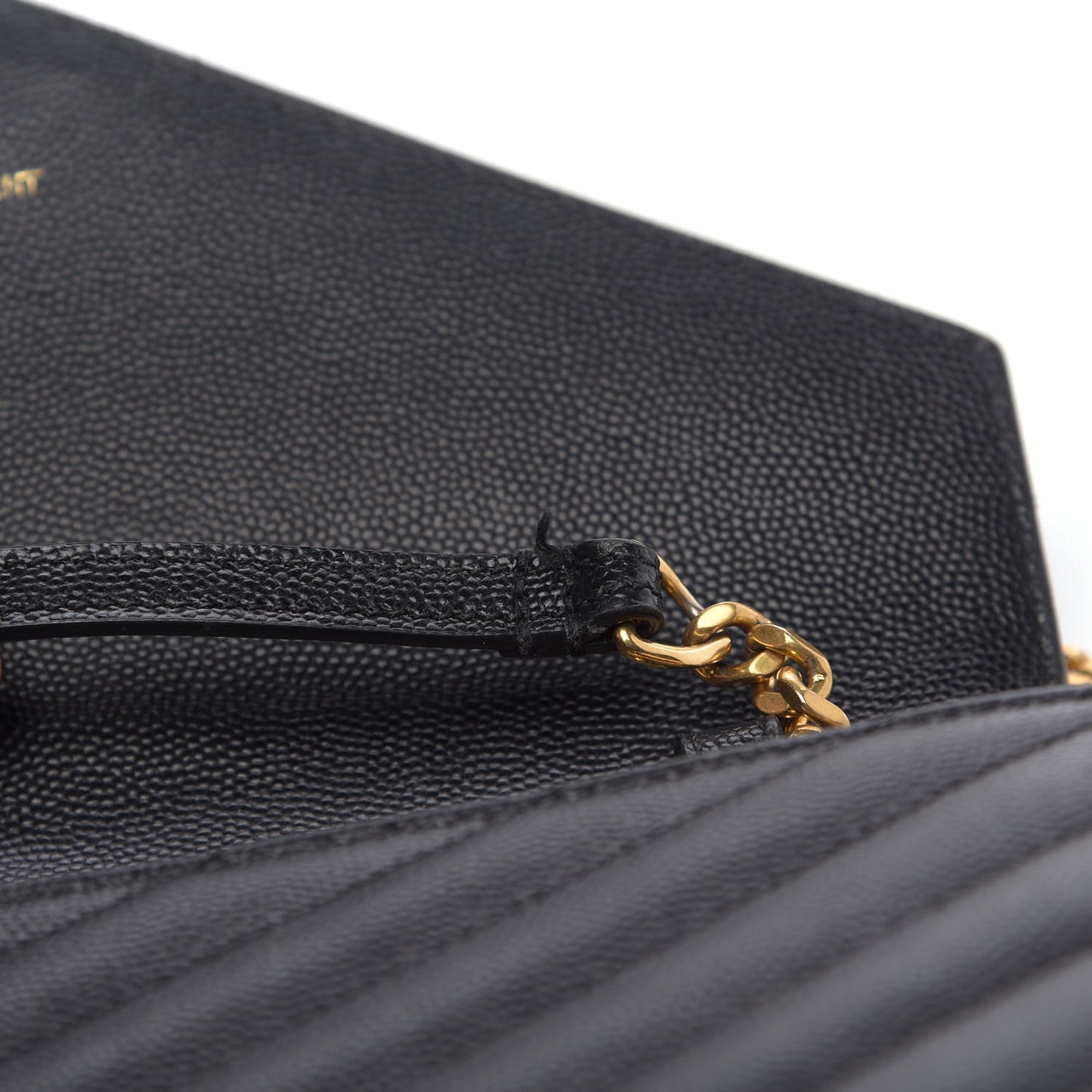 Grain De Poudre Matelasse Chevron Monogram Chain Wallet Black