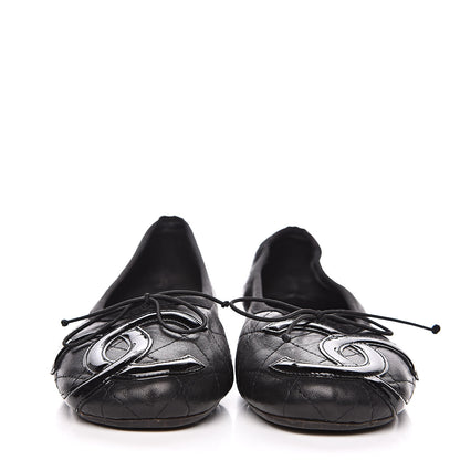 Chanel Lambskin Quilted Cambon Ballerina Flats 38 Black 2 of 11
