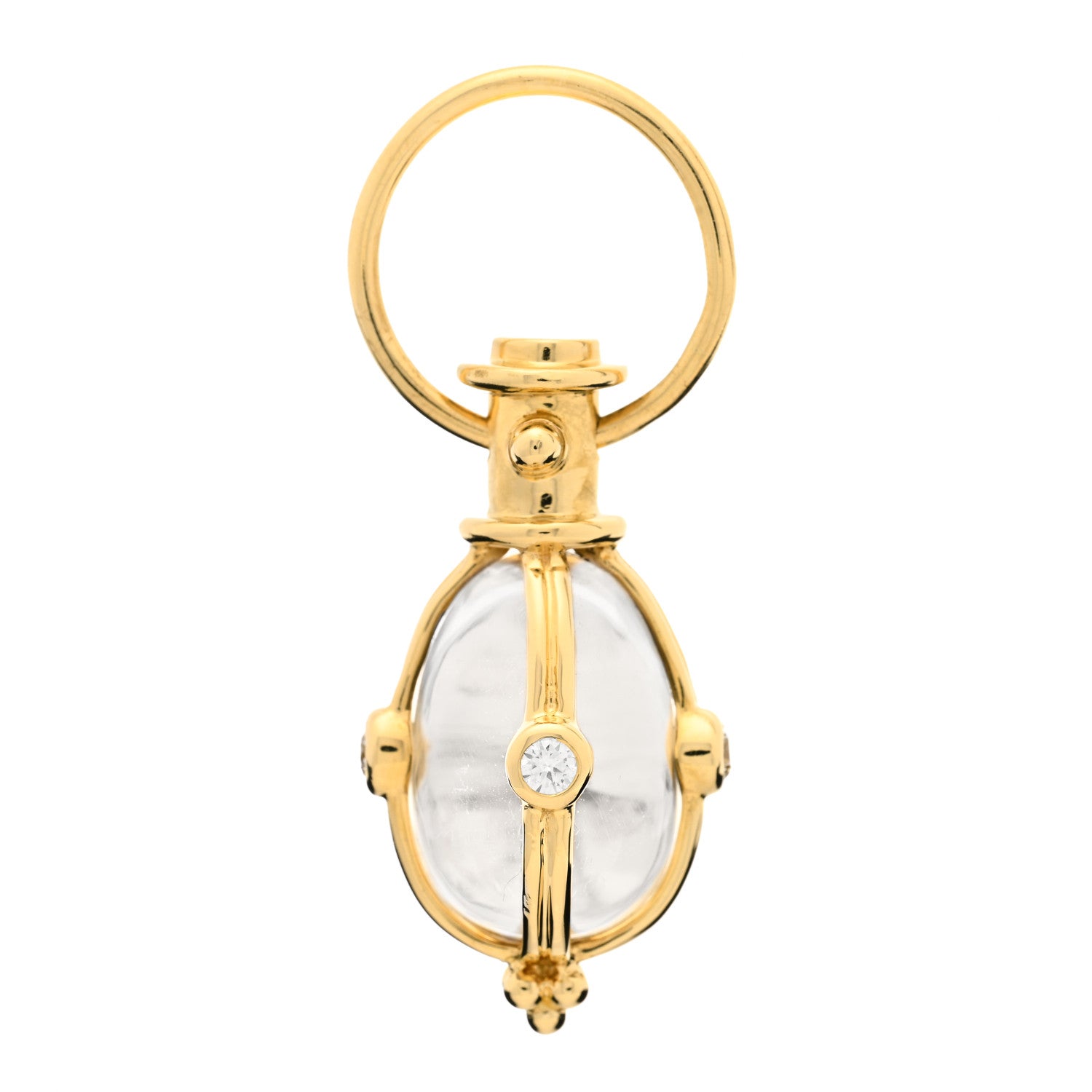 Temple St. Clair 18K Yellow Gold Diamond Rock Crystal S Classic Amulet Pendant 1 of 3