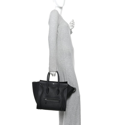 Celine Drummed Calfskin Mini Luggage Black 2 of 9