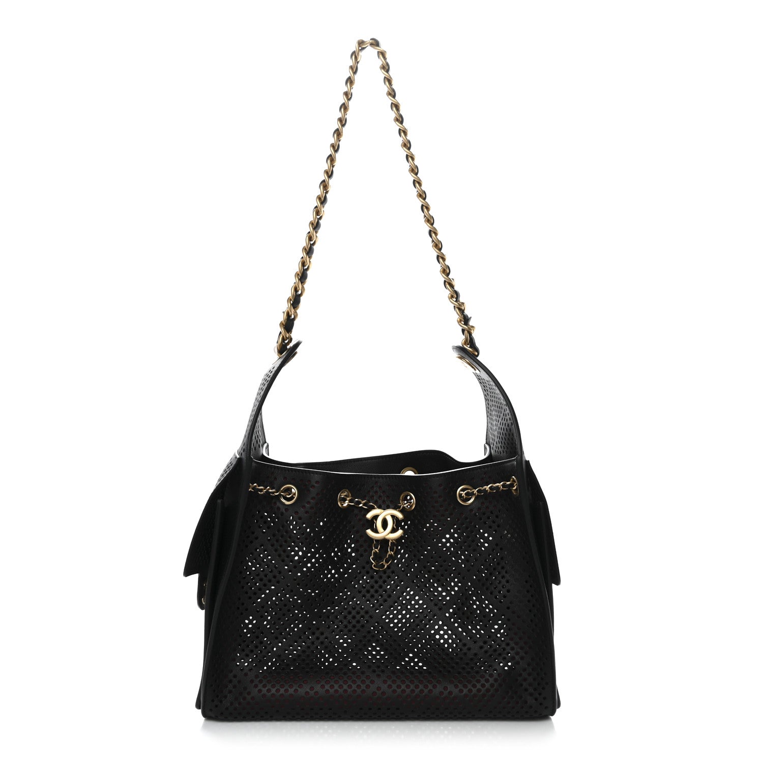 Chanel Perforated Calfskin Quilted Small Chanel 25 Handbag Black 1 of 11
