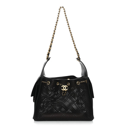 Chanel Perforated Calfskin Quilted Small Chanel 25 Handbag Black 1 of 11