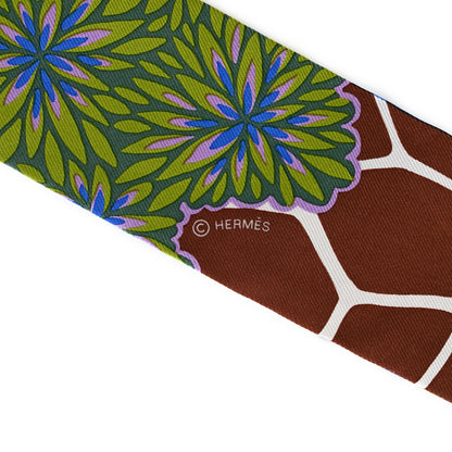 Hermes Silk The Three Graces Twilly Bleu Vert Marron 4 of 5