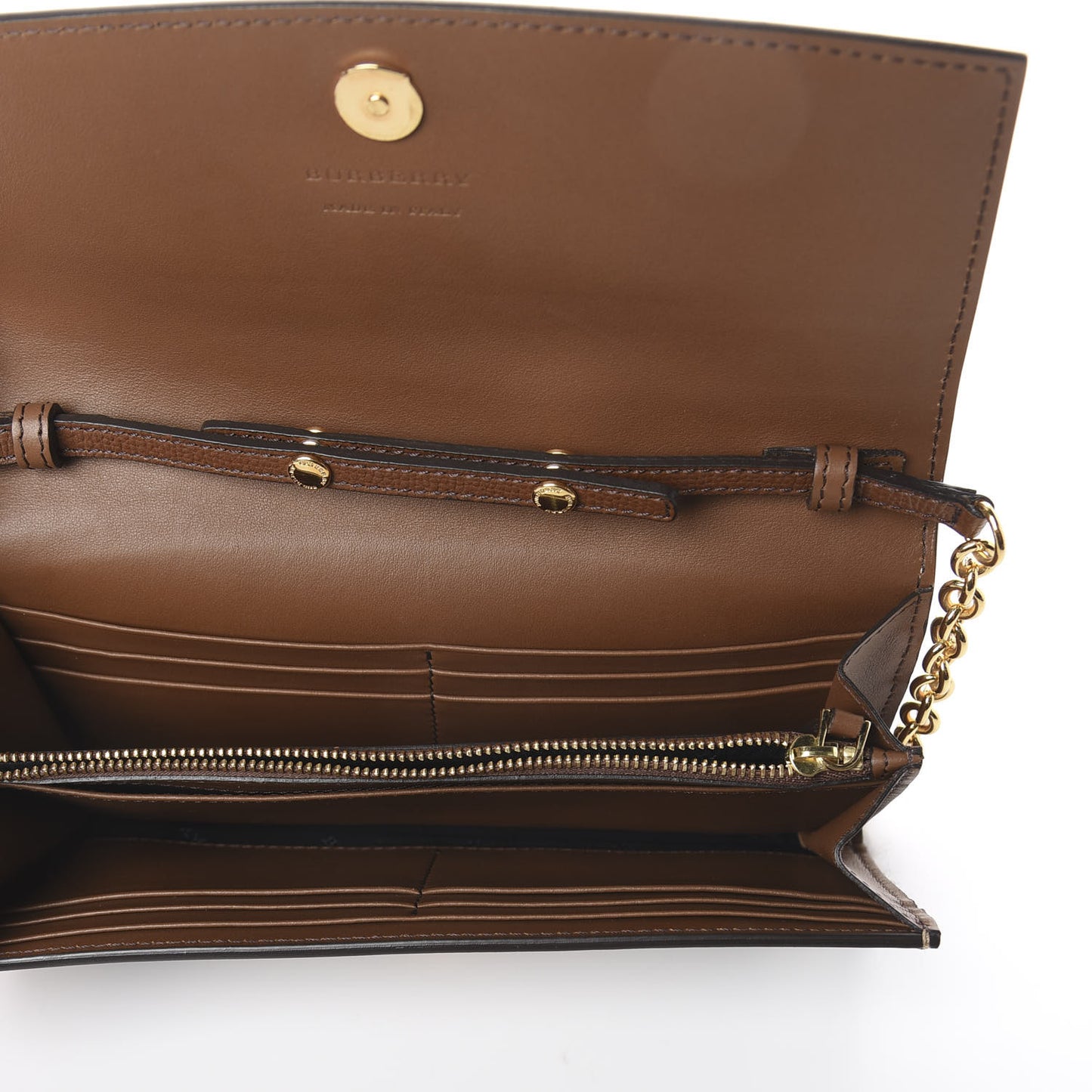 Grainy Calfskin Horseferry Check Henley Wallet On Chain Tan