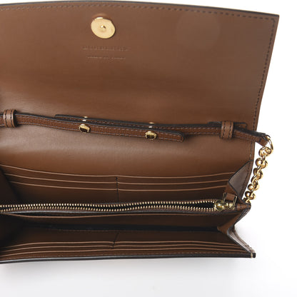 Burberry Grainy Calfskin Horseferry Check Henley Wallet On Chain Tan 4 of 5