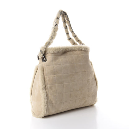 Chanel Shearling Suede Stitched CC Tote Light Beige 4 of 17