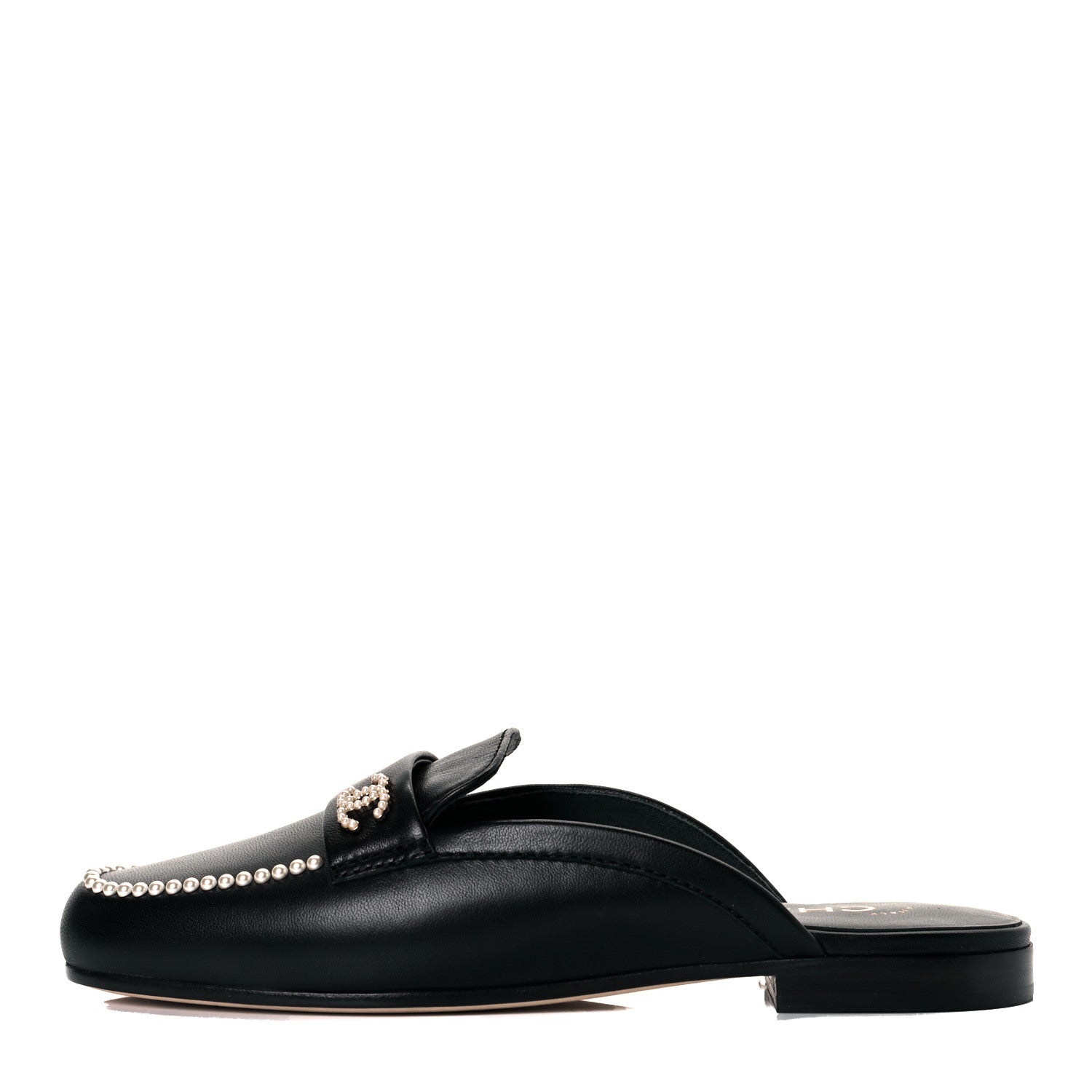 Chanel Lambskin Pearl CC Mules 36 Black 1 of 11